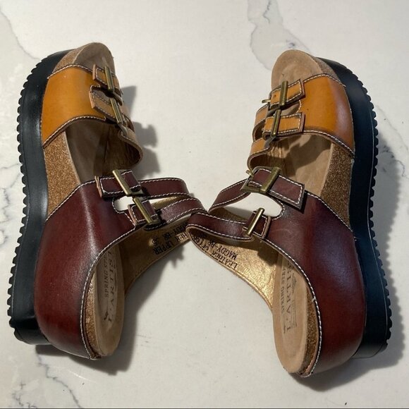 L’ARTISTE Sz 35 Spring Step Leather Strappy Wedges  Sandals - Picture 5 of 10